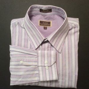 James Tattersall purple stripe shirt